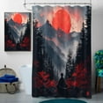 thumbnail image 3 of 4 Pcs Samurai Bathroom Shower Curtain Set with Rugs,Toilet Lid Cover, Bath Mat Oil Painting Japanese Cherry Blossoms Art Shower Curtain with 12 Hooks, Durable Bathroom Decor Set, 3 of 6