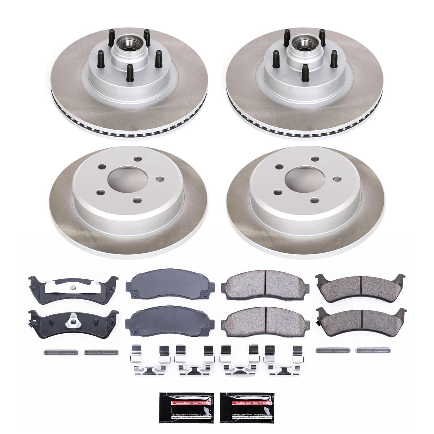 PowerStop Front and Rear Semi-Coated Rotor and Low-Dust Ceramic Brake Pad Kit SC5594