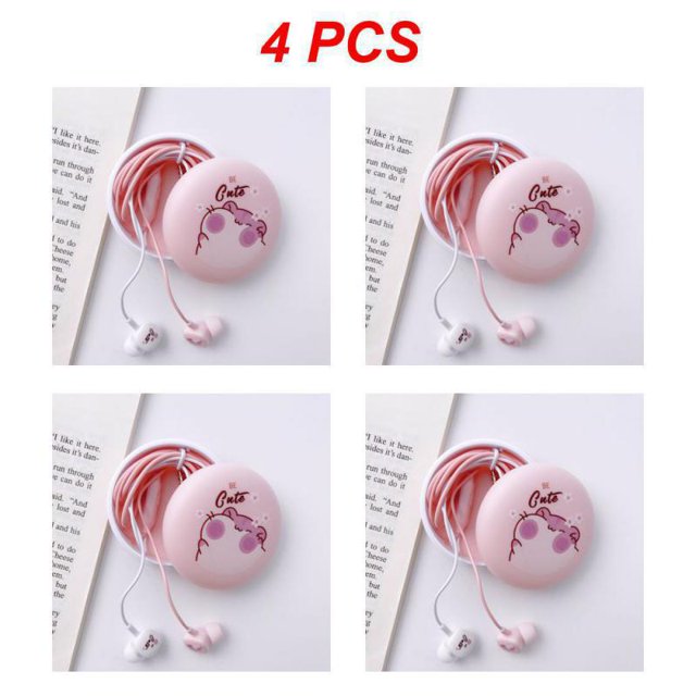 1-5 Pcs Étui Porte-Écouteurs avec Subwoofer Ligne d'Écouteurs Dessin Animé Rouge Riz Boîte de Rangement Protectrice Sac pour Écouteurs Style A 4 Pcs