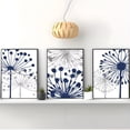 thumbnail image 3 of 2D Flat, 3pcs Navy Blue White Grey Abstract Floral Dandelion Canvas Wall Art Set - Minimalist Modern Navy Blue & White Posters, Unframed Flat 2D Wall Decor for Bedroom, Living Room, Dorm, Corridor -, 3 of 3