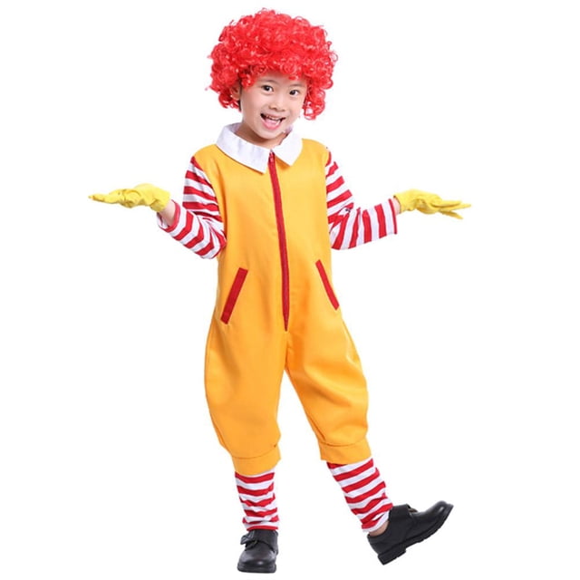 Disfraz de Cosplay de Halloween, 4 unids/set, traje de payaso amarillo de comida rápida, traje de payaso para padres e hijos, disfraz de payaso amarillo de comida rápida, diseñado a medida