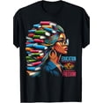 thumbnail image 1 of 100% Made in USA, Education Is Freedom Black Teacher Books Black History Month T-Shirt, Casual Sporty Tee, Comfy Tee, 1 of 5