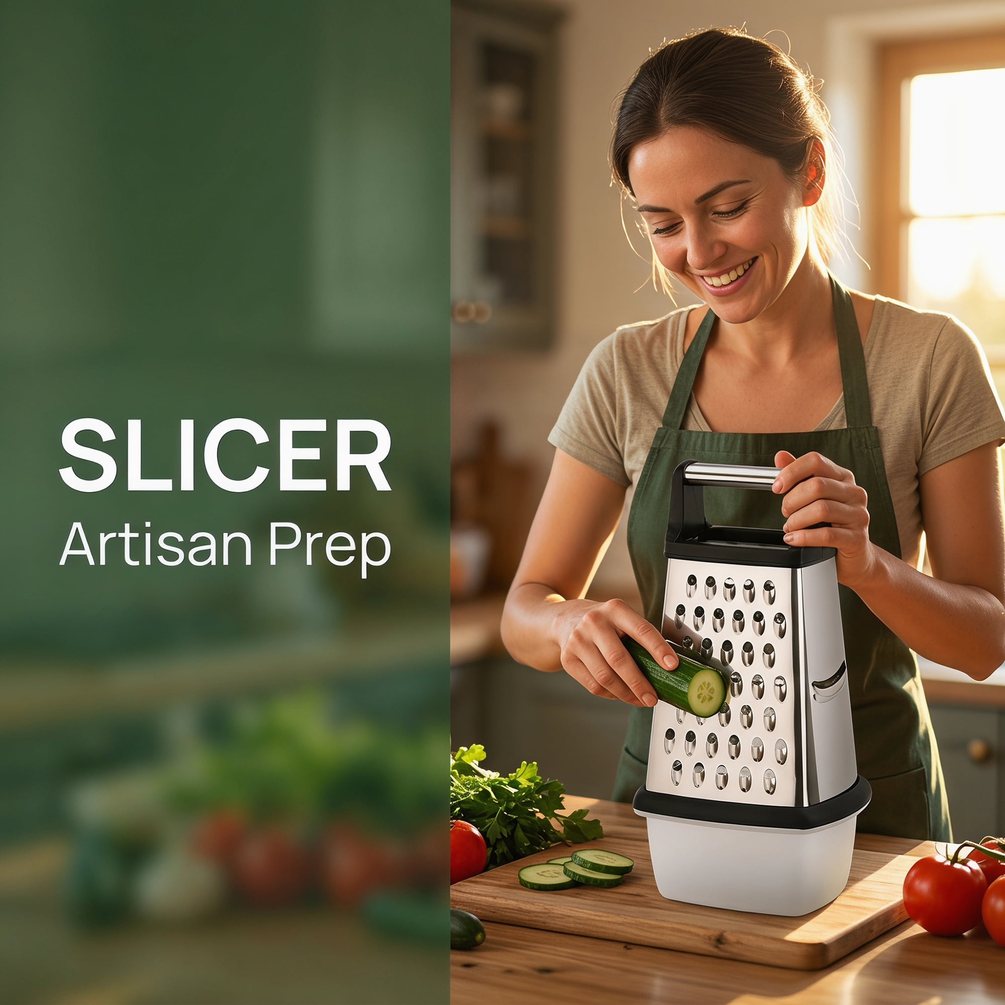 Unique Bargains 4-Sided Box Stainless Steel Mandoline Slicer with Non-Slip Base 5.1"x10.2"