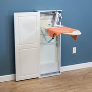 Household Essentials Iron ‘n Fold Wall Ironing Board Cabinet, Built-In Ironing Board, Sturdy MDF, Melamine Cabinet, 7 Height Settings, Mounts Securely to Wall, Includes Pad with Cover, White