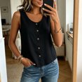thumbnail image 2 of ClodeEU Women's Scoop Neck Button Down Sleeveless Tank Top,Casual Blouse for Summer Black,Women's Plus XXL, 2 of 9