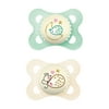 MAM Night Pacifier, 0-6 Months, Unisex, 2 Pack with Self-Sterilizing case