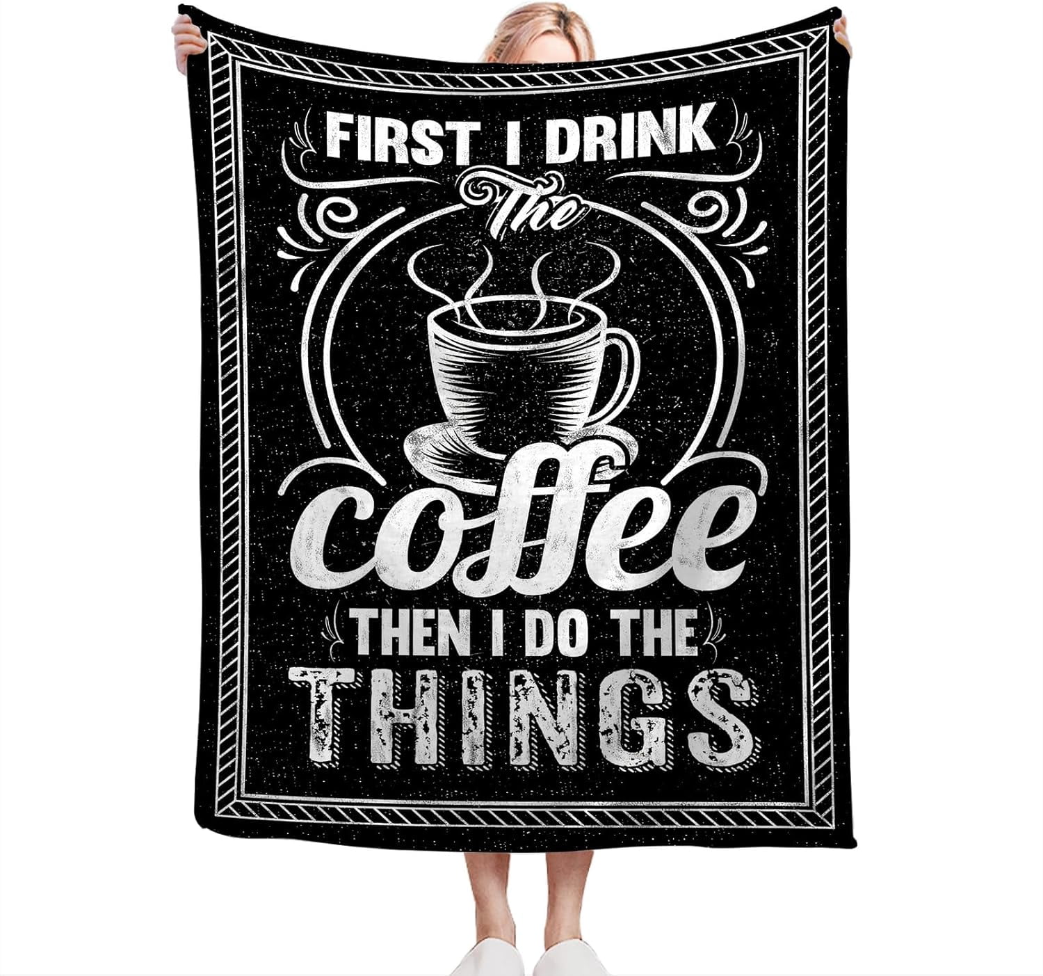 Coffee Blanket Gifts for Girls Boys Soft Warm Plush Coffee Cafe Throw Blanket Flannel Fleece Fuzzy Coffee Blanket for Kids Lover Bed Couch Living Room Decor 80"X60"