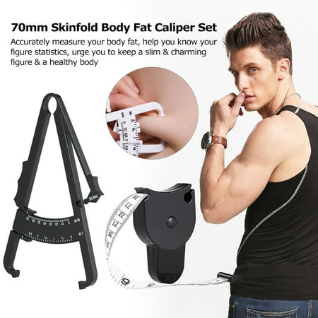 70mm Skinfold Body Fat Caliper Set Body Fat Tester Body Skinfold Measurement Tool with Measure Tape