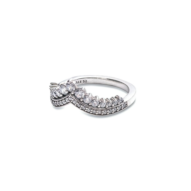 PANDORA Tiara wishbone ring in sterling silver with 23 bead-set