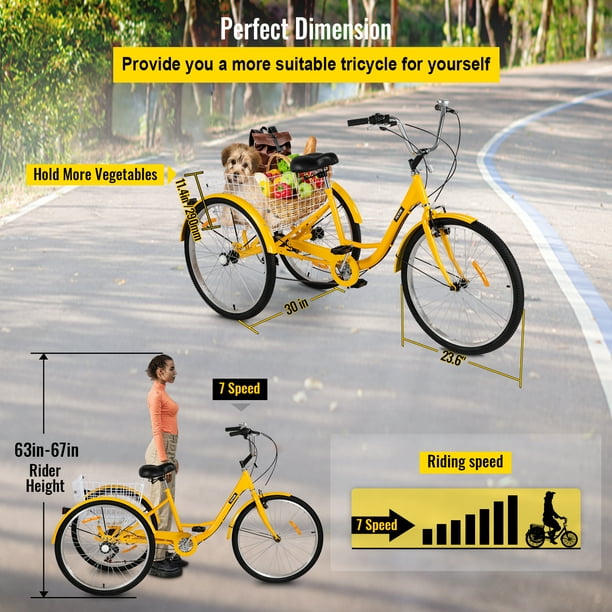 VEVOR Tricycle adulte 7 vitesses trois roues V lo de croisi re
