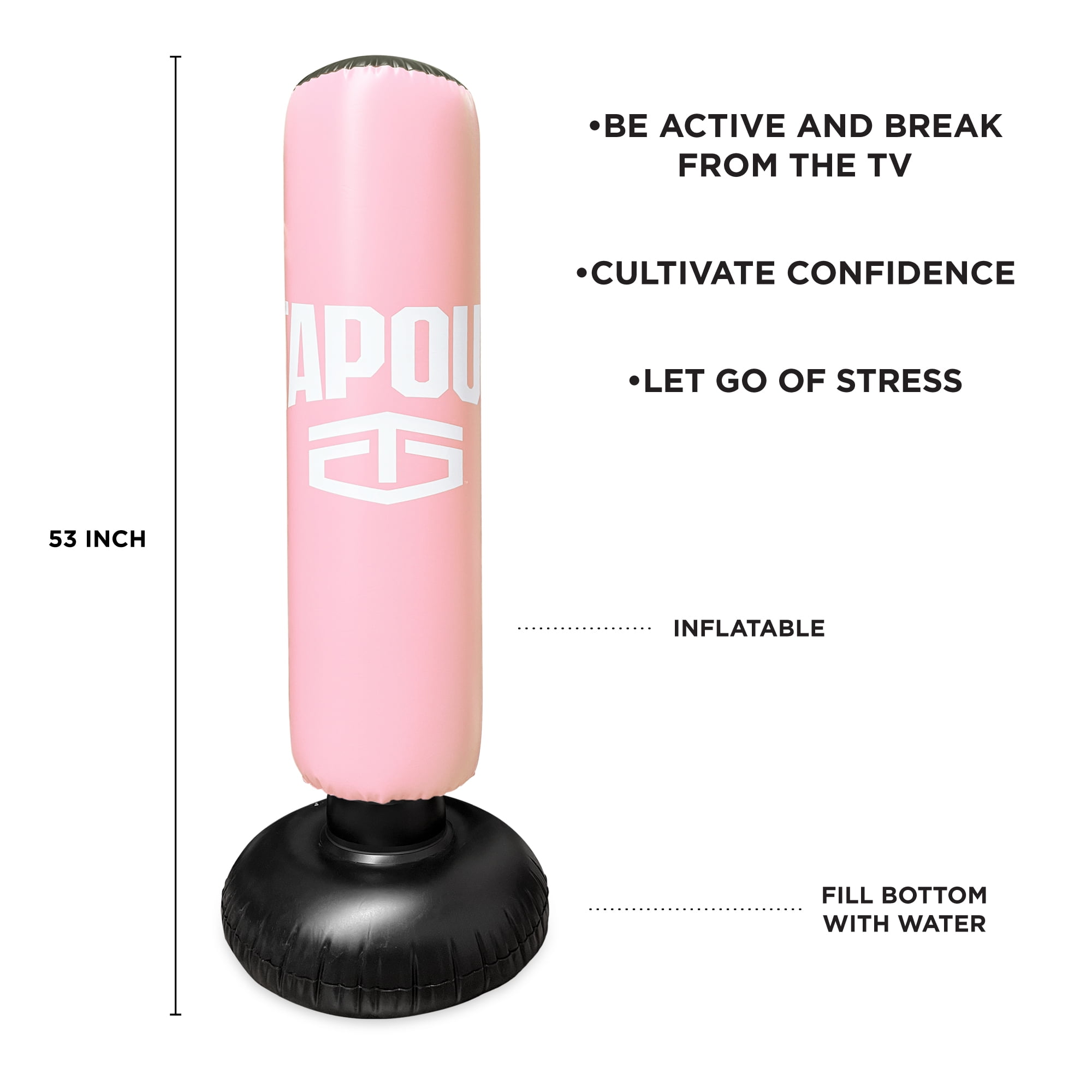 Tapout Kids Pink Boxing Kit with 8 oz Gloves and Inflatable Punching Bag