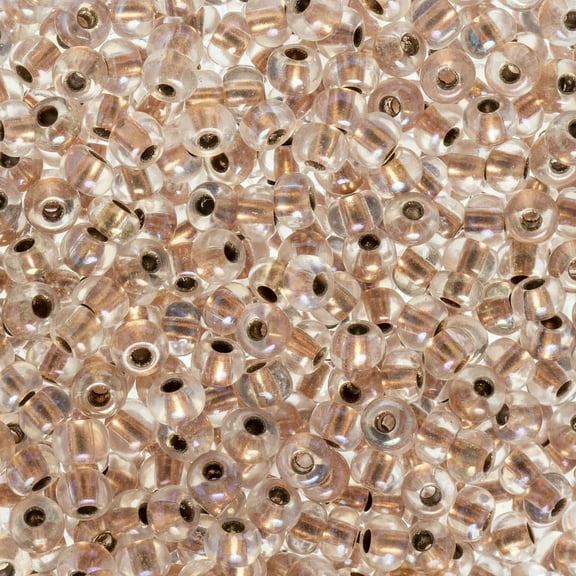 John Bead Czech Glass Seed Beads 6/0 (23g) Crystal Brown Lined AB Bead