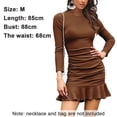 thumbnail image 2 of Vestido corto de cóctel fruncido ajustado, elegante, de manga larga y cruzado para mujer, 2 of 6