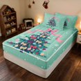 thumbnail image 3 of Manfei Holiday Zipper Queen Comforter Set with Fitted Sheet and 2 Pillowcases Ornament Zipper Bedding Set, Pink White, Xmas Reversible, 3 of 7