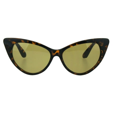 Plastic Brown Lens - Womens Tempered Glass Lens Cat Eye Mod Goth Plastic Sunglasses Tortoise Brown