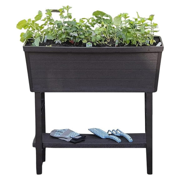 15.71 Gallon USA Made Small Elevated Patio Garden Bed 32.25 x 14.5 x 31.12 Inches Raised Planter with Drainage Plug