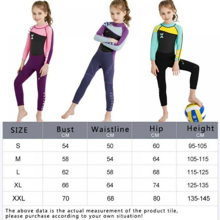 Kids Wetsuit for Boys Girls 2.5MM One Piece Full Body Neoprene Long Sleeve  Swimsuit, UV Protection Keep Warm for Scuba Diving Snorkeling Swimming