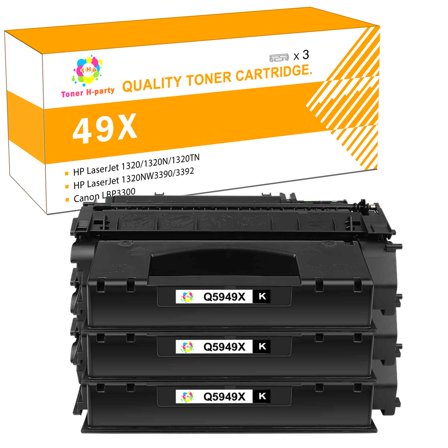Toner H-Party 3-Pack Compatible Toner Cartridge for HP 49X Q5949X Work with 1160 1320 1320n 3390 3392 P2015n P2014 M2727nf MFP Printer Ink (Black)