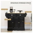 thumbnail image 4 of KWUXIN Black Triple-Cabinet Kitchen Island on Wheels with Drawers & Rolling Utility Cart, 4 of 9