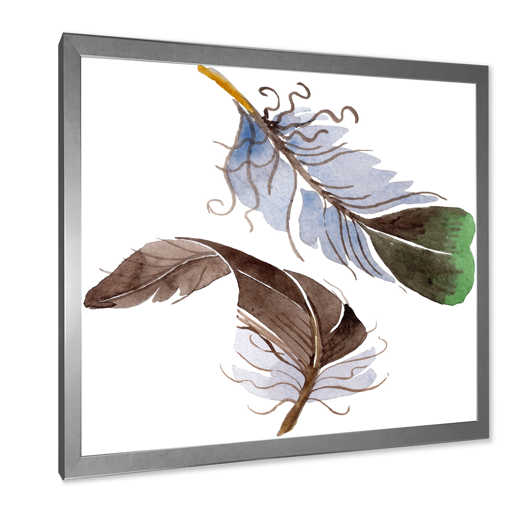 Designart 'Abstract Green Bird Feather From Wing' Bohemian & Eclectic Framed Art Print
