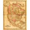 thumbnail image 2 of Vintage Maps 15x18 Gold Ornate Wood Framed with Double Matting Museum Art Print Titled - North America 1862, 2 of 4