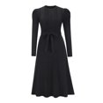 thumbnail image 3 of Vestido de corte A con vuelo para mujer con cinturón Vestido informal elegante para ir al trabajo Ygjytge Negro T XL para Mujer, 3 of 8