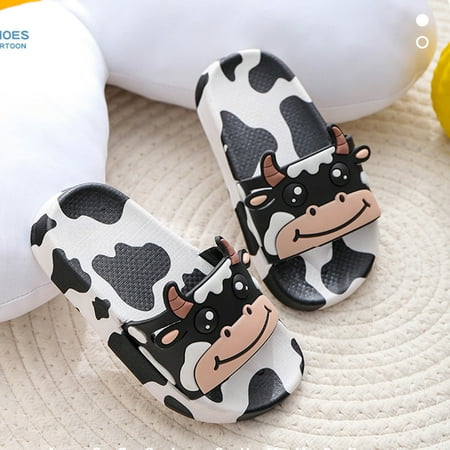 

Hvyesh Womens Cow Slipper Casual Summer Open Toe Sandals Comfortable Slip On Sandals Boho Beach Sandal Slipper Size 5.5
