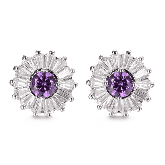 Yoursfs CZ Stud Earrings For Women Hypoallergenic White Gold Plated Sunshine Crystal Earring Pierced Ears Jewelry Gift