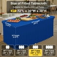 thumbnail image 5 of decorUhome Spandex Tablecloth 2 Pack, Fitted Stretch Table Cloth for 6FT Rectangle Tables, Waterproof Washable Table Cover for Event, Wedding, Banquet & Parties (Blue, 72Lx30Wx30H Inch), 5 of 8