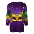 thumbnail image 4 of Jsaierl Mardi Gras Clothings for Women 3/4 Sleeve Mask Graphic Blouse Carnival Themed Tees Party 3D Print Tops Funny Gifts Parade Tshirt, 4 of 5