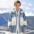 thumbnail image 4 of CCRFTGI Hoodie for Children Boys Girls Size 7 Sherpa Patchwork Fleece Lined Full Zip Hoodie Sweatshirt Trendy Fall Winter Jacket Cozy Warm School Uniform Sweater Blue 11-12 Years, 4 of 6