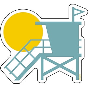 BEACH LIFE LIFEGUARD TOWER - Orignal Artwork Vinyl - Decal STICKER - 3.6" x 4"