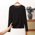 thumbnail image 2 of Asxite Plus Size Womens Pajamas Casual Loose Breathable Long Sleeve Crew Neck Soft Polka Ruffle Sleep Shirt, 2 of 6