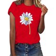 thumbnail image 1 of Hauts d'Été pour Femmes, Blouses Décontractées Élégantes 2024, T-Shirts à Manches Courtes Imprimés, Col Rond, Ample, Rouge, 1 of 5