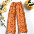 thumbnail image 5 of IYYVV Flannel Halloween Pajama Pants for Women Pumpkin Ghost Print Pjs Pants Fall Winter Soft Loungewear Bottoms Saffron 2XLL, 5 of 6
