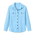 thumbnail image 7 of Elwylmiz Women's Striped Button Down Shirts Collared Long Sleeve Tops with Chest Pockets Casual Work Shirt, 7 of 7