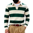 thumbnail image 5 of Umfun Men's & Big Men's Striped Rugby Shirt Long Sleeve Collared Pullover Top Casual Sporty Knit Sweater for Autumn Winter Daily Wear, 5 of 9