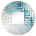 thumbnail image 2 of Designart "Liquid Art: Teal and Gold Glacier Charm" Glacier Maze Round Wall Mirror - Landscapes Oval Printed Decorative Mirror - Multiple Color Options, 2 of 5