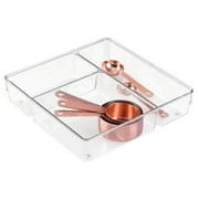 InterDesign Linus Kitchen Drawer Organizer for Silverware, Spatulas, Gadgets - 9 x 9 x 2, Clear