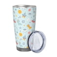 thumbnail image 2 of Cauagu Space With Dino Astronauts Pattern 20oz Tumbler,Stainless Steel Vacuum Insulated Tumbler with Lid Insulated Coffee Mug Thermal Cup with Splash Proof Sliding Lid-Straw Two-piece Set, 2 of 8
