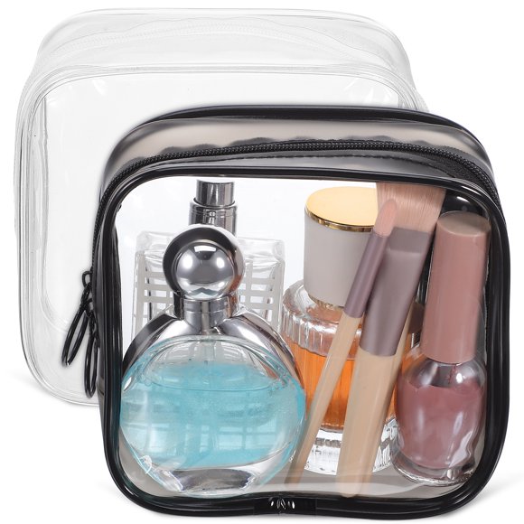 Bolsas de maquillaje pequeñas, 2 uds., bolsas de maquillaje transparentes con cremallera, neceser de viaje, bolsa de maquillaje, organizador, artículos esenciales de viaje