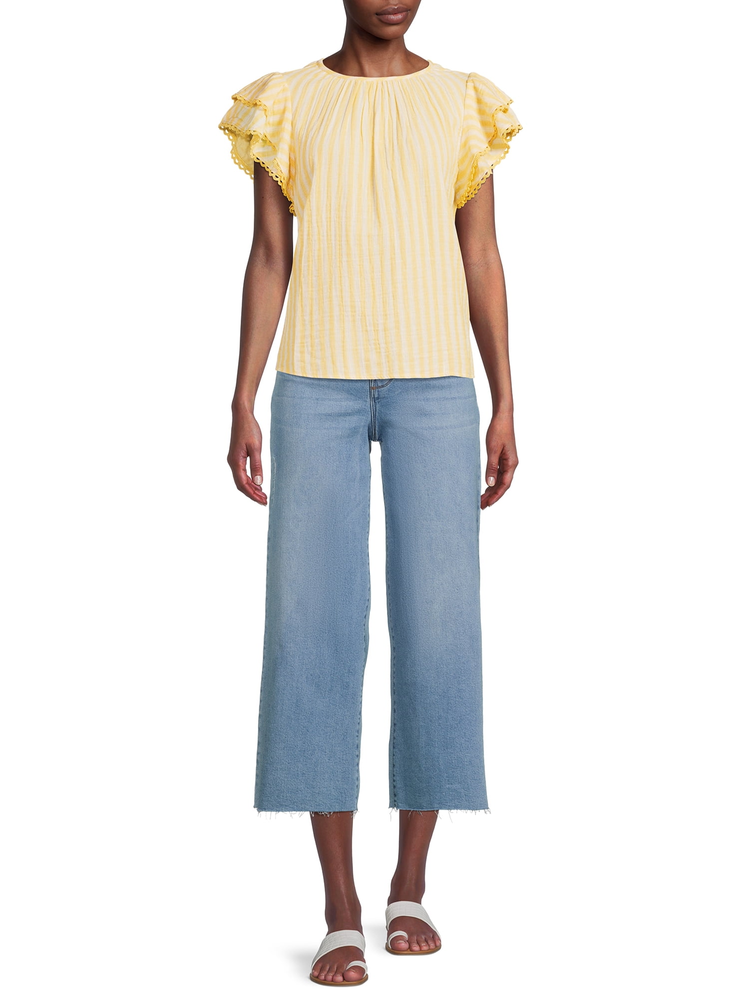 walmart time and tru ruffle sleeve top