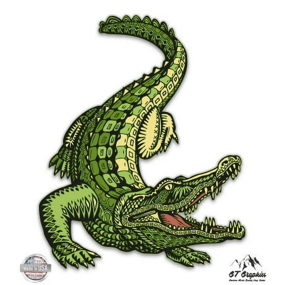 Green Alligator - 3" Vinyl Sticker - For Car Laptop I-Pad Phone Helmet Hard Hat - Waterproof Decal