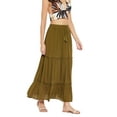 thumbnail image 4 of Women Solid Skirt Long Ruffle Layered Ladies Skirts for Summer with Elastic Waist Online, 4 of 7