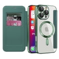 thumbnail image 4 of TECH CIRCLE for iPhone 15 Case 6.1" 2023, Clear Back Flip Wallet Phone Case with RFID Blocking Card Slots & Camara Lens Protector, Compatible with MagSafe, Magnetic Slim PU Leather Classic Case, Green, 4 of 8