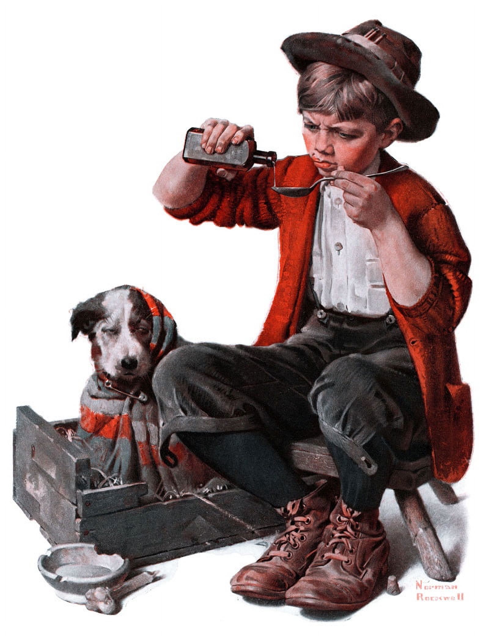 Marmont Hill "Sick Puppy" by Norman Rockwell Framed Art Print