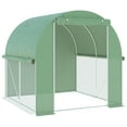 thumbnail image 2 of Outsunny 6' x 6' x 6' Tunnel Greenhouse Outdoor Walk-In Hot House with Roll-up Plastic Cover and Zippered Door, Steel Frame, Green, 2 of 9