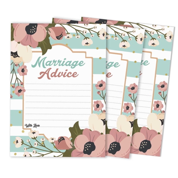 Inkdotpot Marriage Advice Cards For Bride & Groom, Mr and Mrs Guestbook Alternative Floral Wedding Dcor, Set of 50, 5X7 Inches