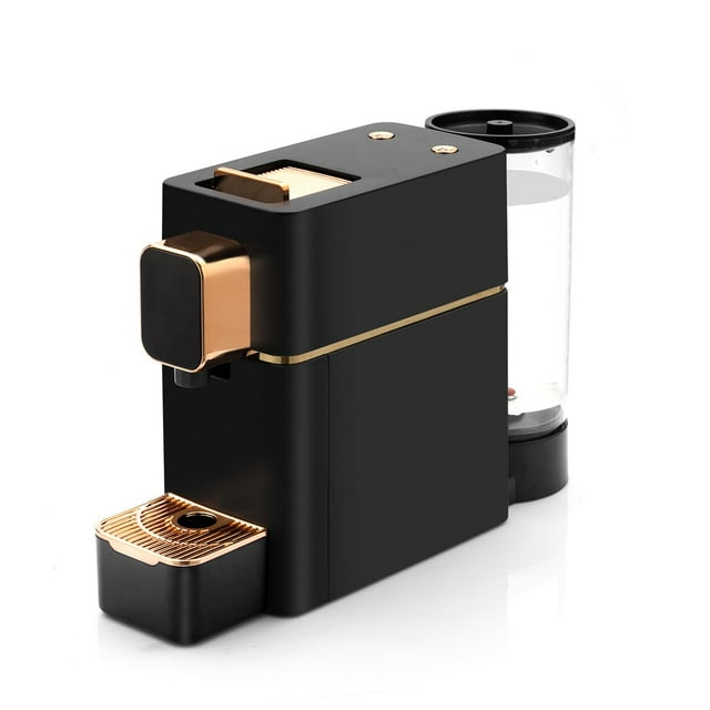 Minicafetera espresso para cápsulas compatible con la máquina Nespresso OriginAll, máquina de café espresso de una sola porción, cápsulas de café Bestpresso Peet's Espresso more (negra)