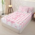 thumbnail image 2 of Manfei Pink Bow Knot Zipper Queen Comforter Set with Fitted Sheet and 2 Pillowcases,Initial Letter T Design Zipper Bedding Set,Pink Reversible,4pcs, 2 of 7